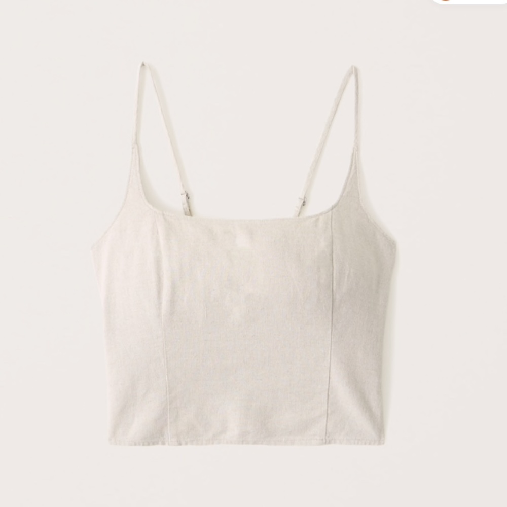 ABERCROMBIE & FITCH Squareneck Linen-Blend Top